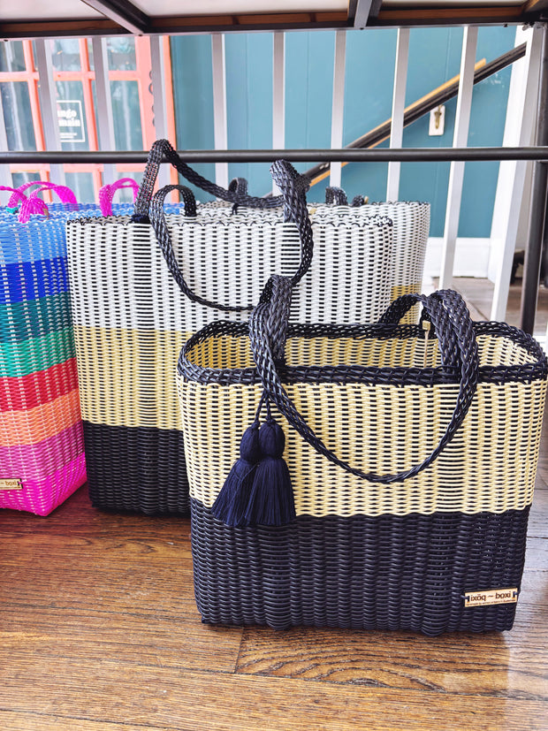 Medium Cesta Tote - Navy & Gold