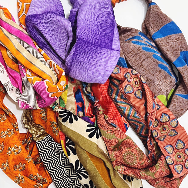 Upcycled Sari Silk Knot Head Band