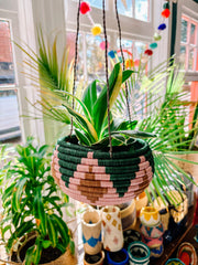 Hanging Plant Basket - Pink Boho