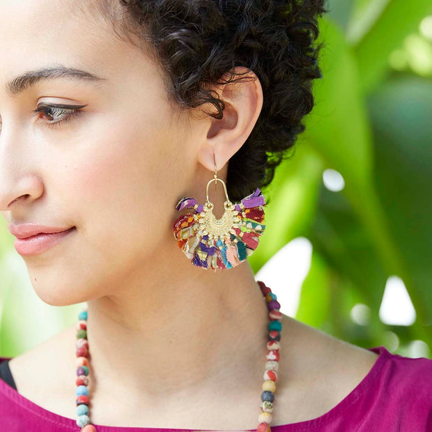 Kantha Ornamental Chandelier Earrings