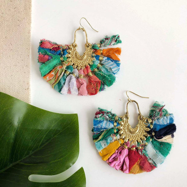 Kantha Ornamental Chandelier Earrings