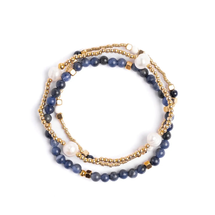 Gem & Pearl Miyuki Stretch Bracelets - Set of 3