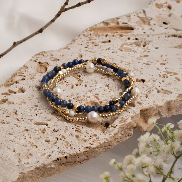 Gem & Pearl Miyuki Stretch Bracelets - Set of 3