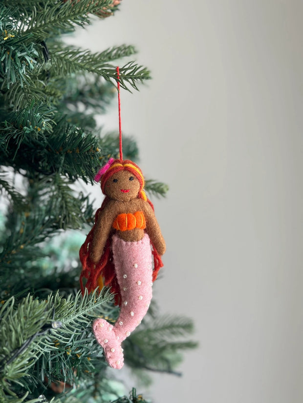 Mermaid Latina Felt Ornament - Pink