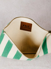 Marlow Canvas Clutch - Green Stripe