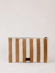 Marlow Canvas Clutch - Pecan Stripe - Mango + Main