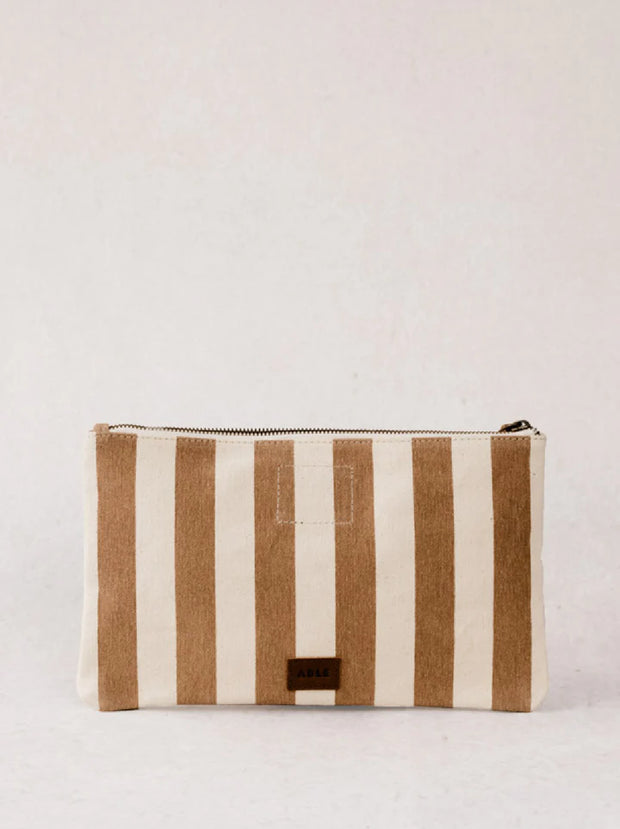 Marlow Canvas Clutch - Pecan Stripe