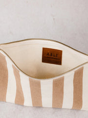 Marlow Canvas Clutch - Pecan Stripe - Mango + Main