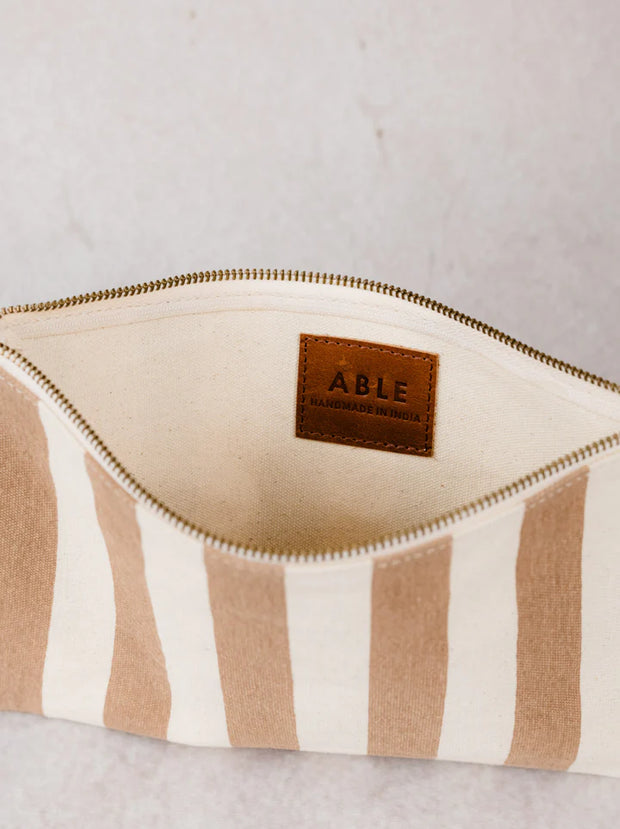 Marlow Canvas Clutch - Pecan Stripe