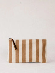 Marlow Canvas Clutch - Pecan Stripe - Mango + Main