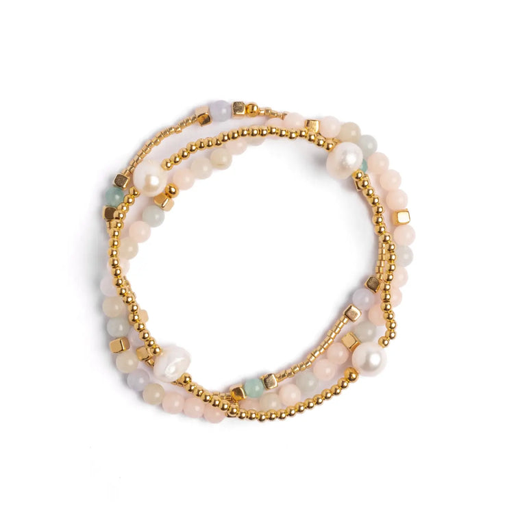Gem & Pearl Miyuki Stretch Bracelets - Set of 3