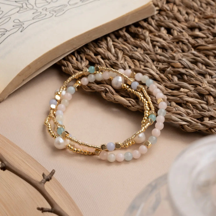 Gem & Pearl Miyuki Stretch Bracelets - Set of 3