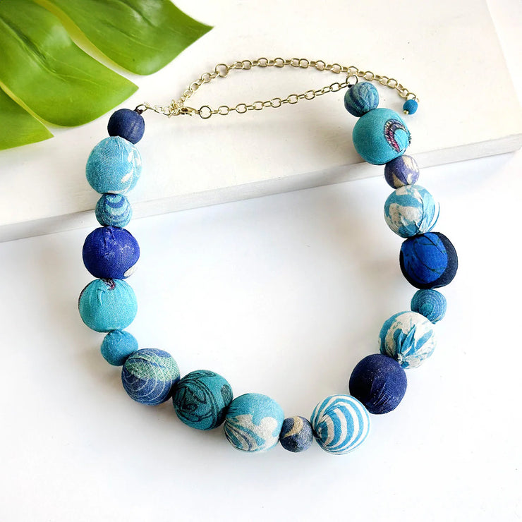 Kantha Azure Bauble Necklace - Mango + Main