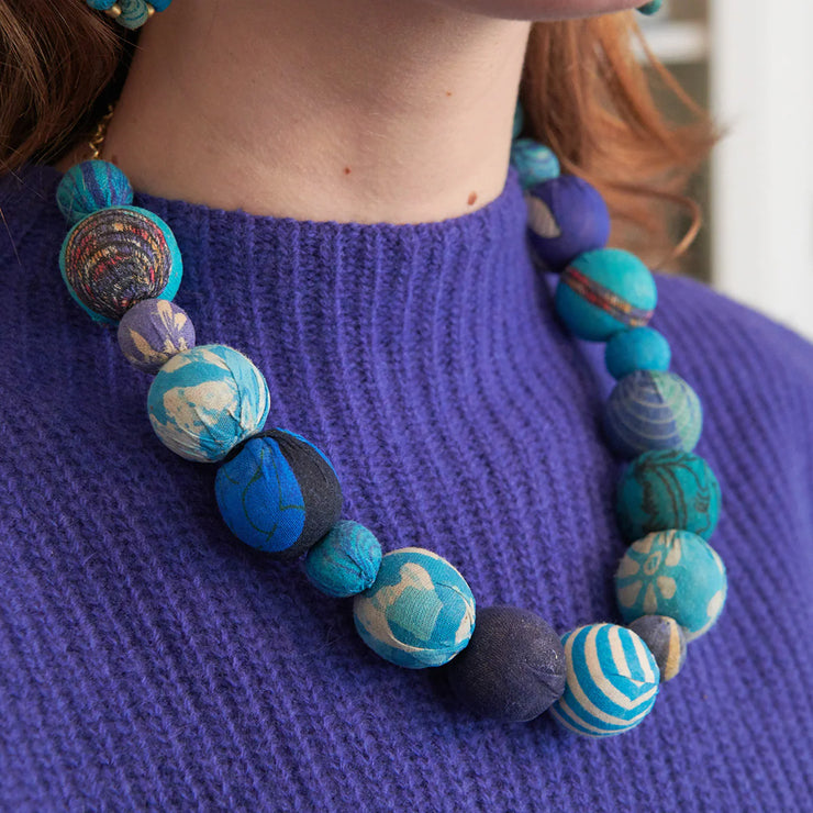 Kantha Azure Bauble Necklace - Mango + Main