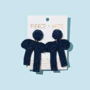 Beaded Navy Bow Earrings