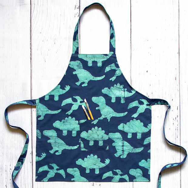 Kids Apron - Navy Teal Dinos