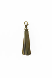 Leather Tassel Charm - Olive
