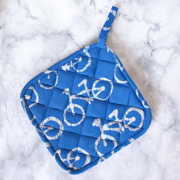Pot Holder - Blue Bikes