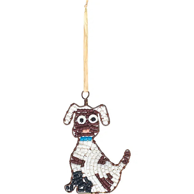 Recycled Glass Spotted Dog Ornament