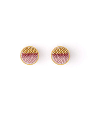 Beaded Handwoven Sweet Tart Stud Earring - Pink