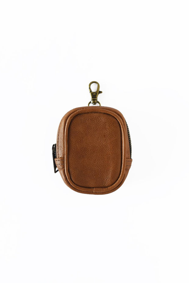 Leather Pouch Charm - Cognac