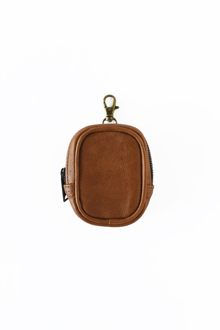 Leather Pouch Charm - Cognac