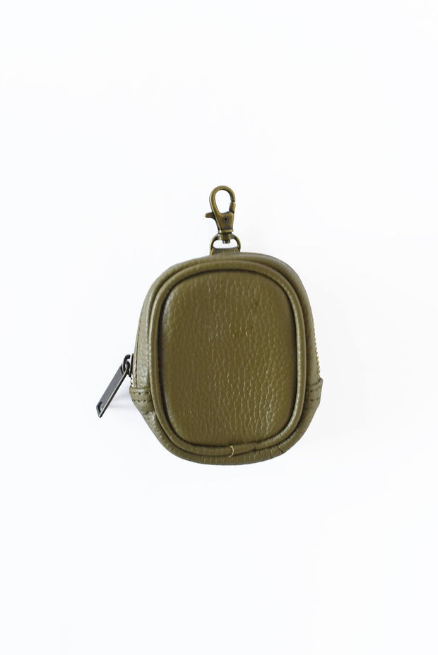 Leather Pouch Charm - Olive