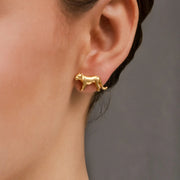 Gold Puma Stud Earrings