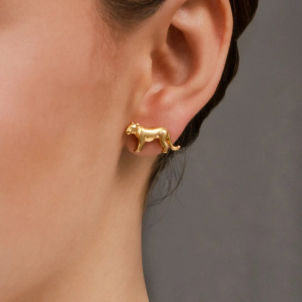 Gold Puma Stud Earrings