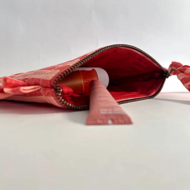 Flat Frill Pouch - Pink Stripes