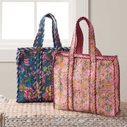 Bright Flowers Quilted Tote Bag