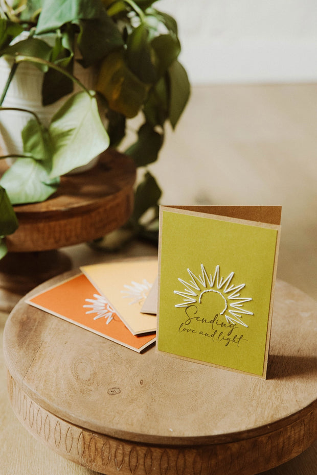 Hand-stitched Greeting Cards - Love & Light - set of 4