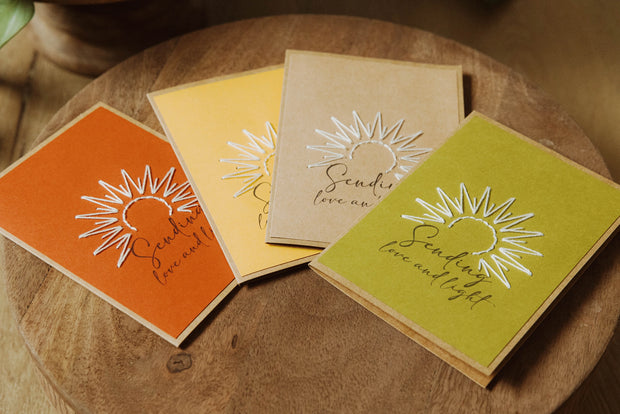 Hand-stitched Greeting Cards - Love & Light - set of 4