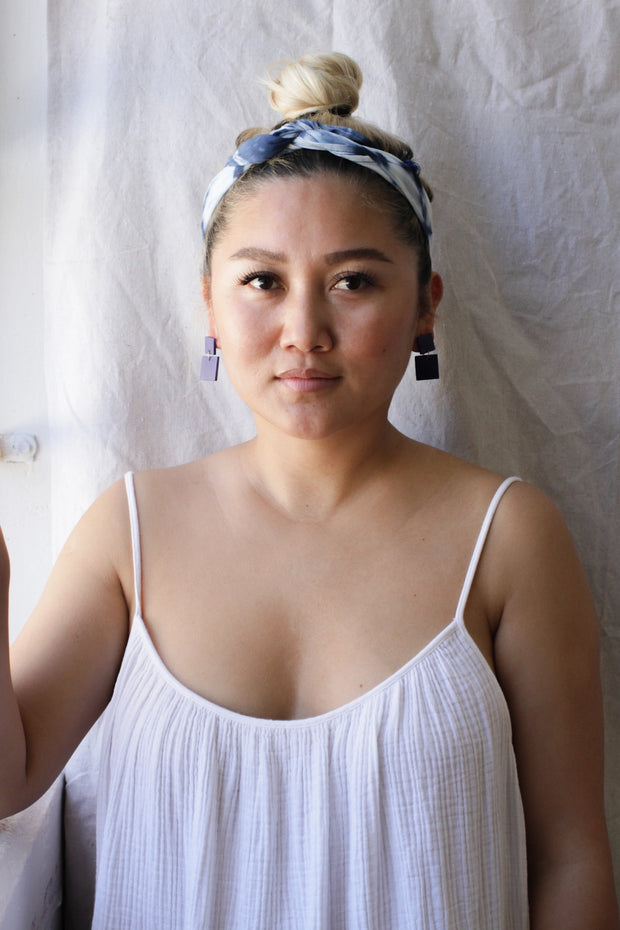 Square Marble Earrings - Ultramarine