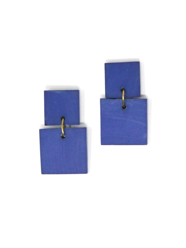 Square Marble Earrings - Ultramarine