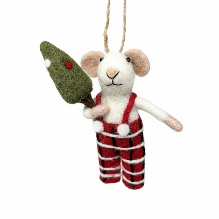 Tommy Tartan Mouse Felt Ornament