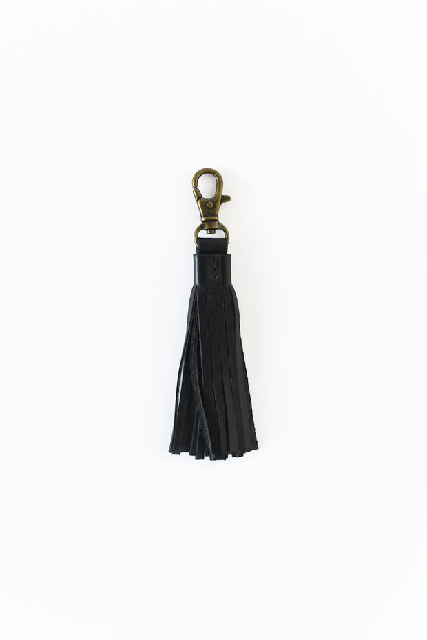 Leather Tassel Charm - Black