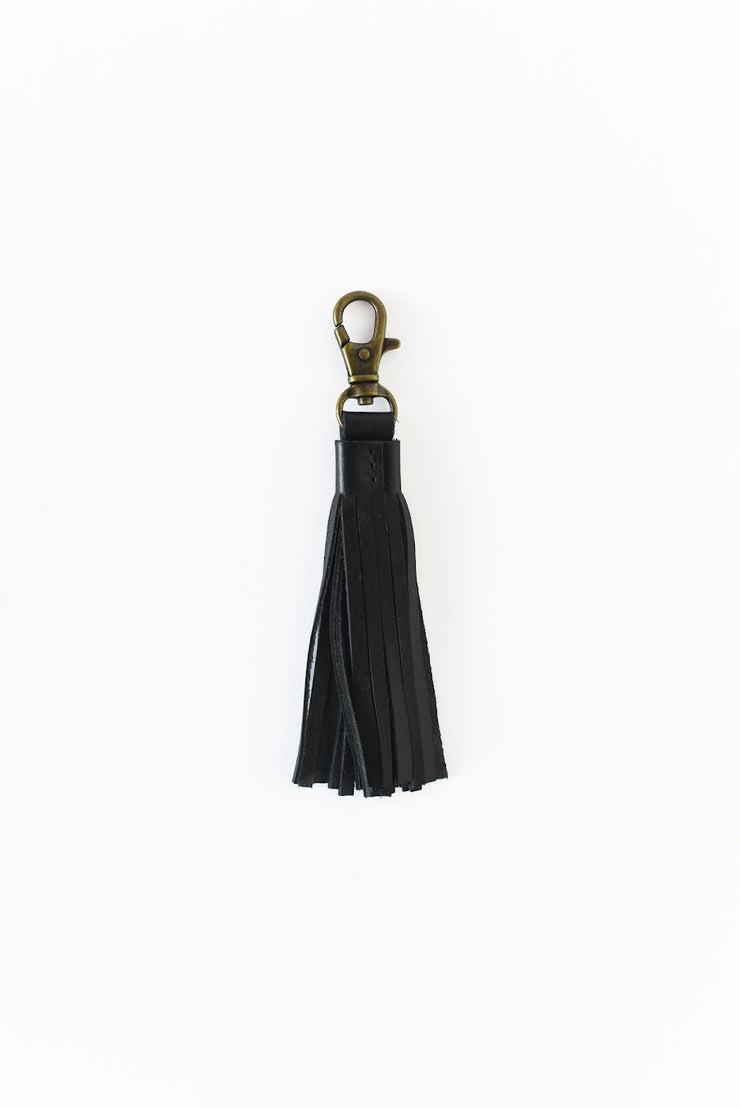 Leather Tassel Charm - Black