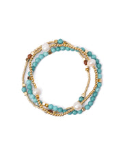 Gem & Pearl Miyuki Stretch Bracelets - Set of 3