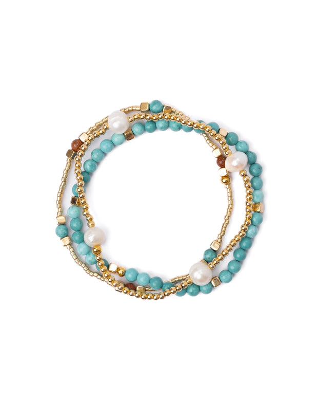 Gem & Pearl Miyuki Stretch Bracelets - Set of 3