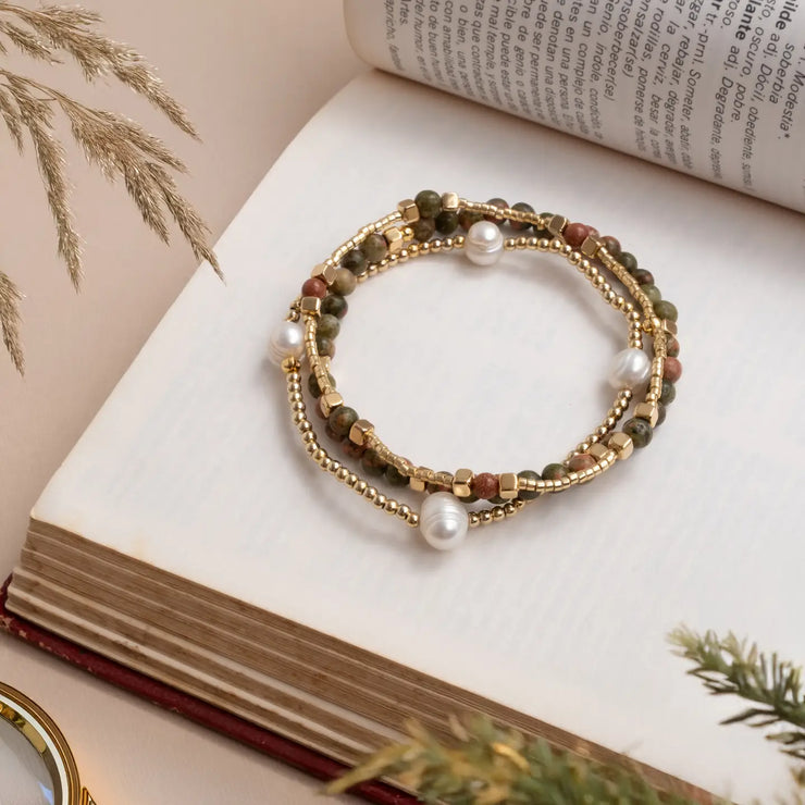 Gem & Pearl Miyuki Stretch Bracelets - Set of 3