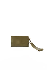 Leather Wallet Wristlet - Olive