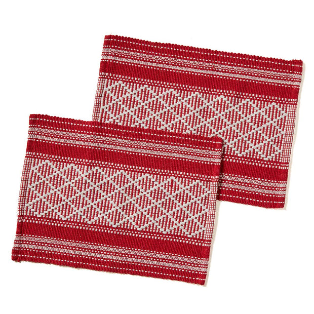 Bright Red Rethread Placemat - Set of 2 - Mango & Main