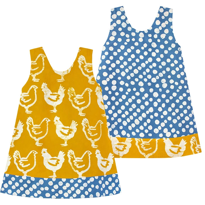 Baby Reversible Dress - Chickens