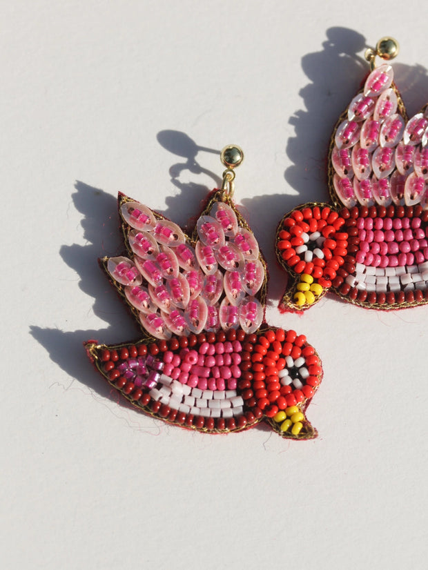 Beaded Bird Earrings - Mango + Main