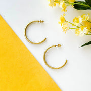 Textured Twig Hoops - Gold