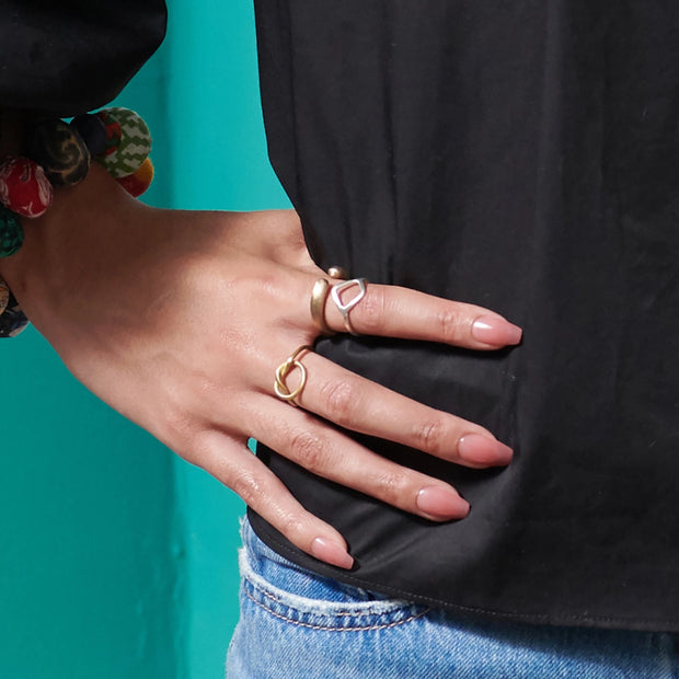 Sculpted Metal Ring - Gold - Mango + Main