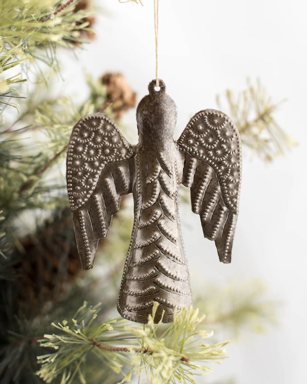 Recycled Metal Angel Ornament - Mango & Main