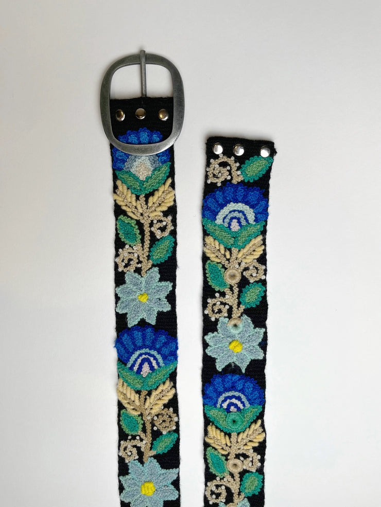 Anabel Wide Embroidered Belt - Black