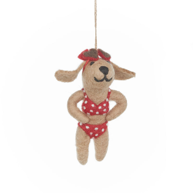 Bikini Hot Dog Felt Ornament - Mango & Main